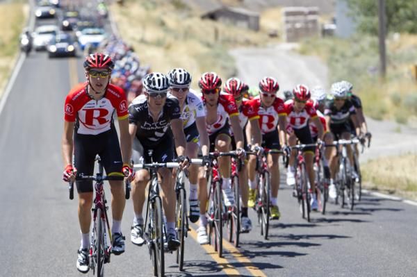 Australia's Dale Parker (RadioShack) at the front of the bunch