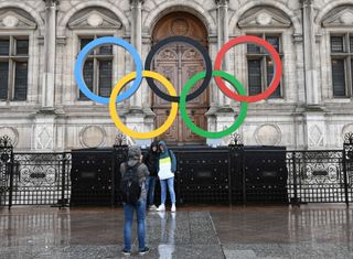 Olympic rings outside Paris City Hall