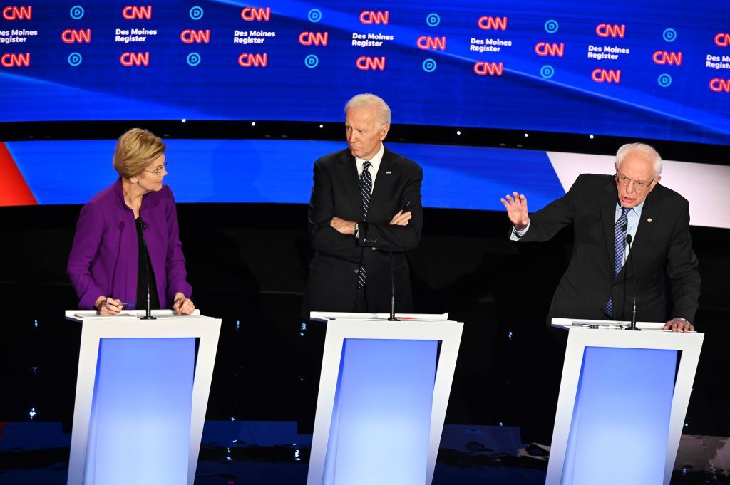 Sans. Bernie Sanders and Elizabeth Warren and former Vice President Joe Biden.