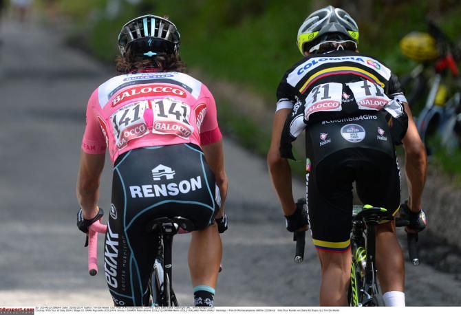 Rigoberto Uran (Omega Pharma QuickStep) and Fabio Duarte (Colombia) chase Nairo Quintana (Movistar)