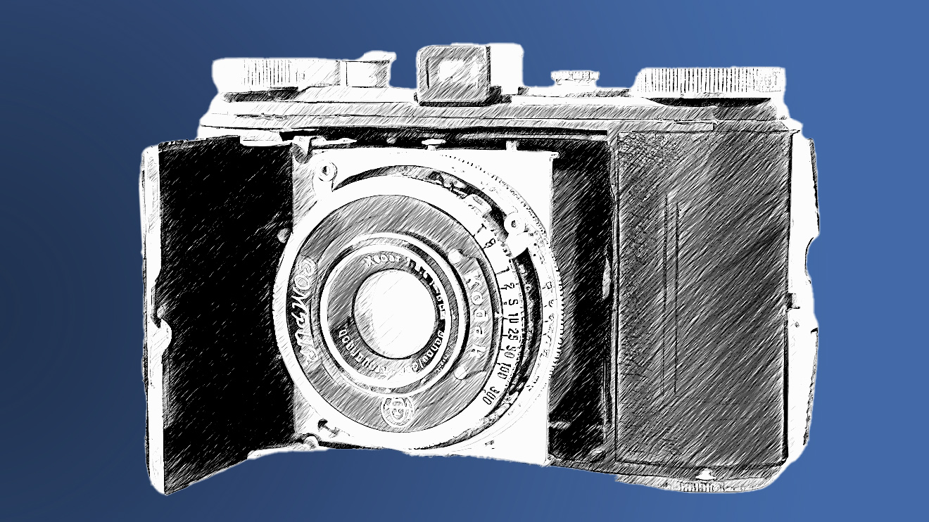 Line drawing of Kodak Retina camera