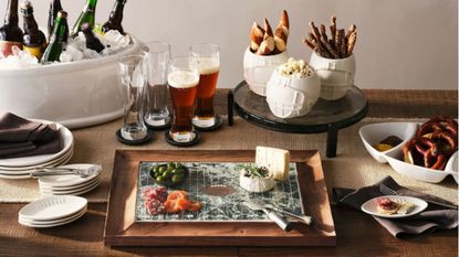 Super Bowl themed snack table