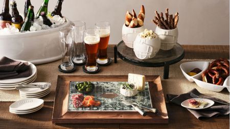 Super Bowl themed snack table