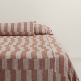 Collide Linen Bedcover - Cinnabar/flax