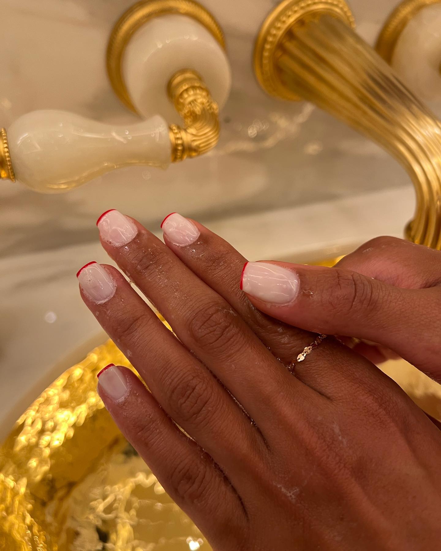 @harrietwestmoreland red French tip manicure