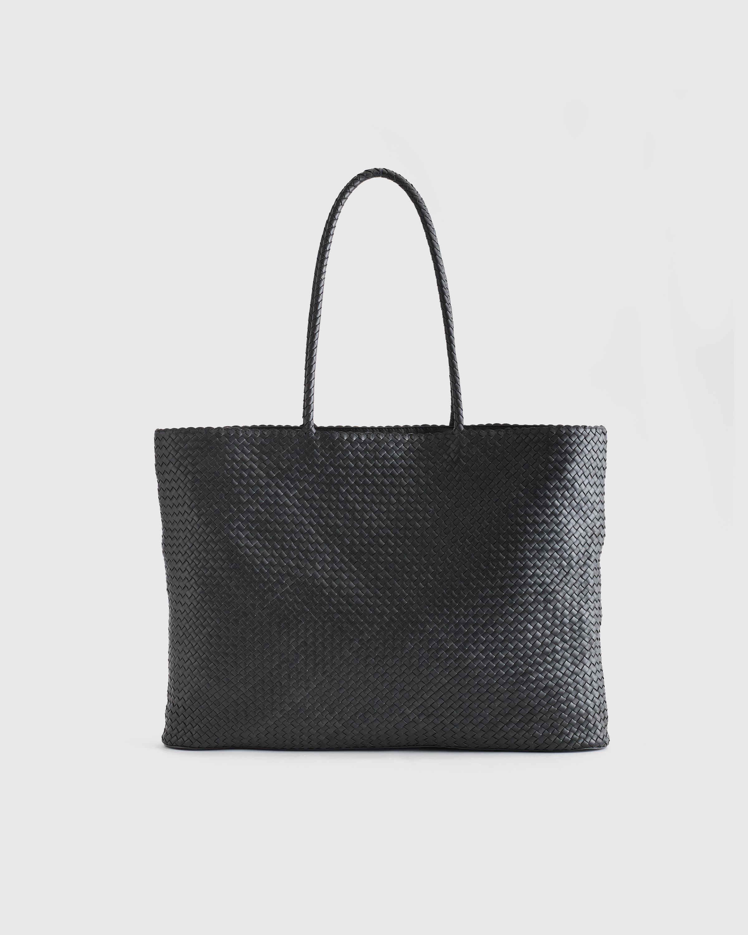 Italian Leather Handwoven Tote in Black