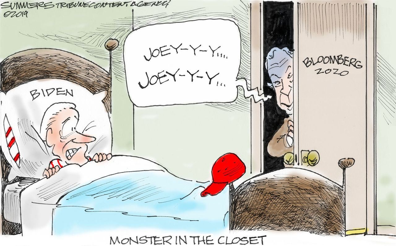 Political Cartoon U.S. Biden Monster In The Closet Bloomberg Campaign