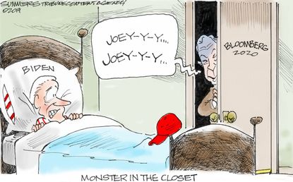 Political Cartoon U.S. Biden Monster In The Closet Bloomberg Campaign