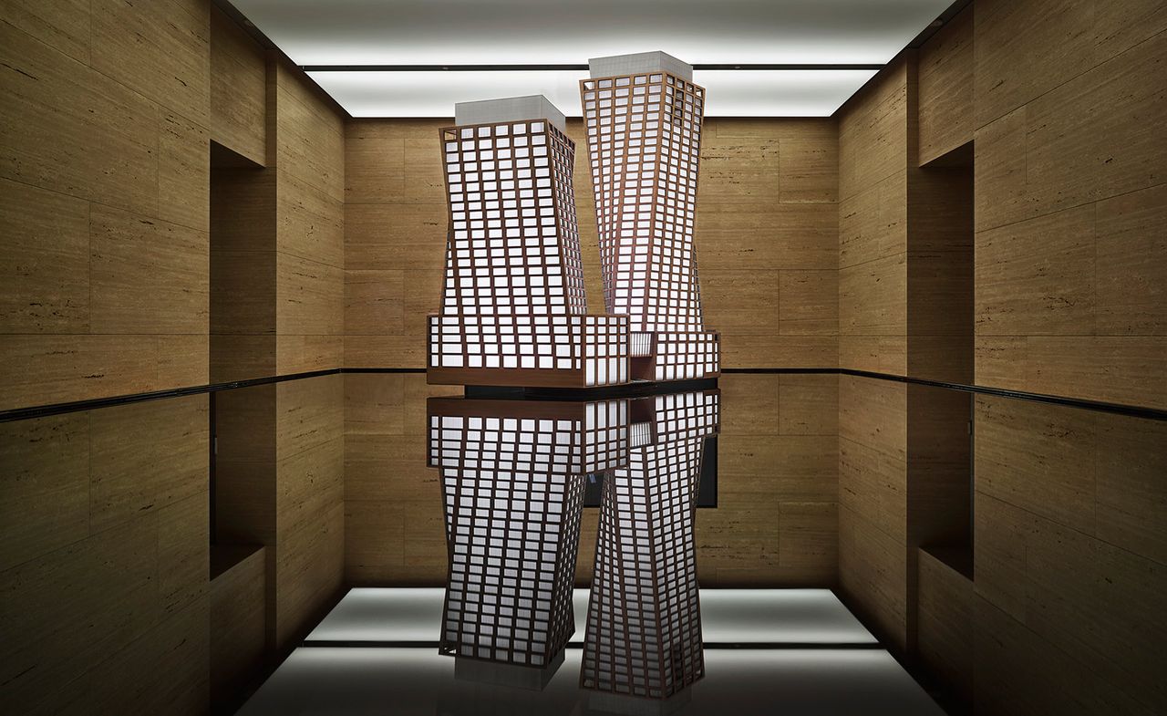 Dance’, an animated sculpture of BIG’s towers arcing around one another