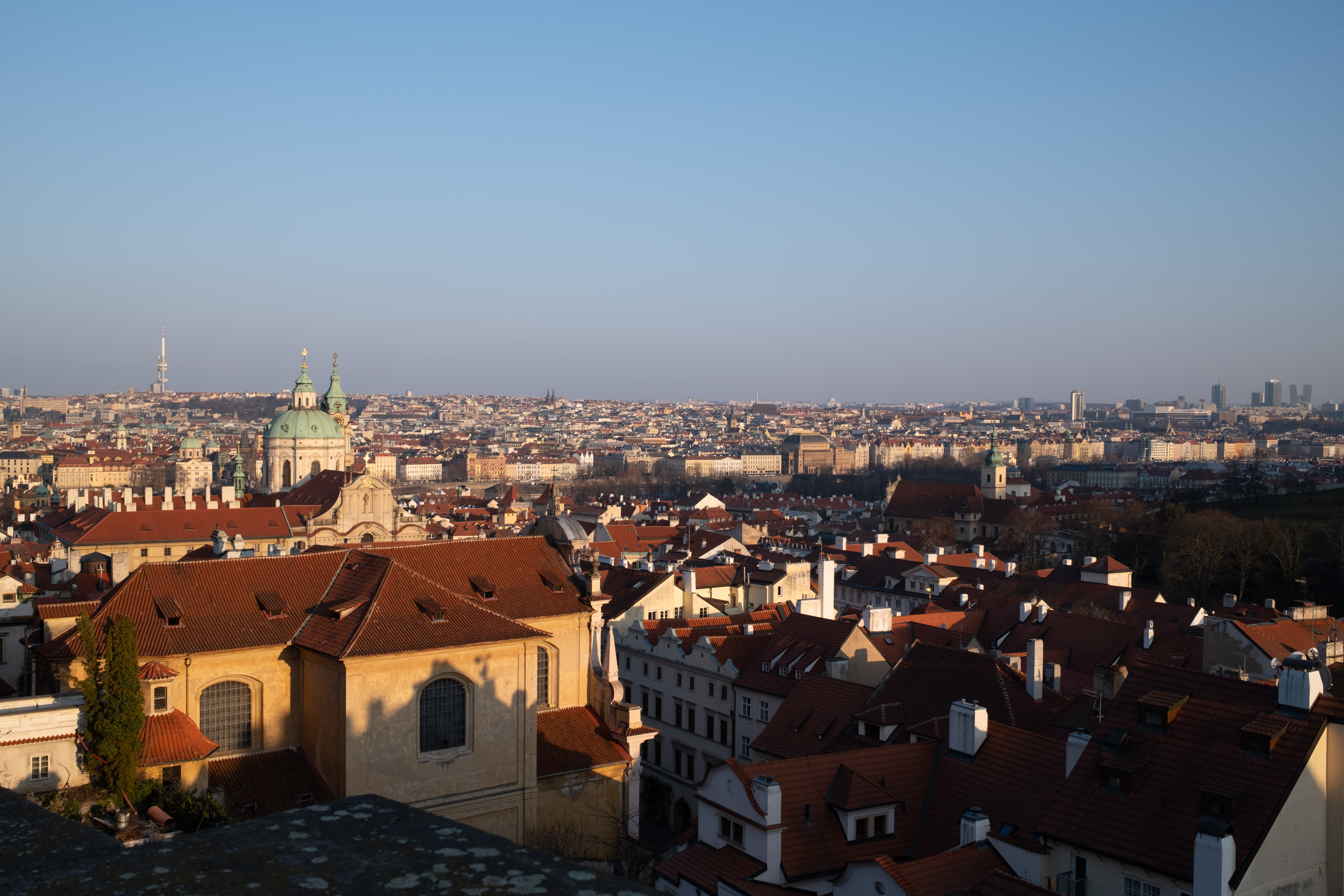 View over Prague Czechia from the top of a hill