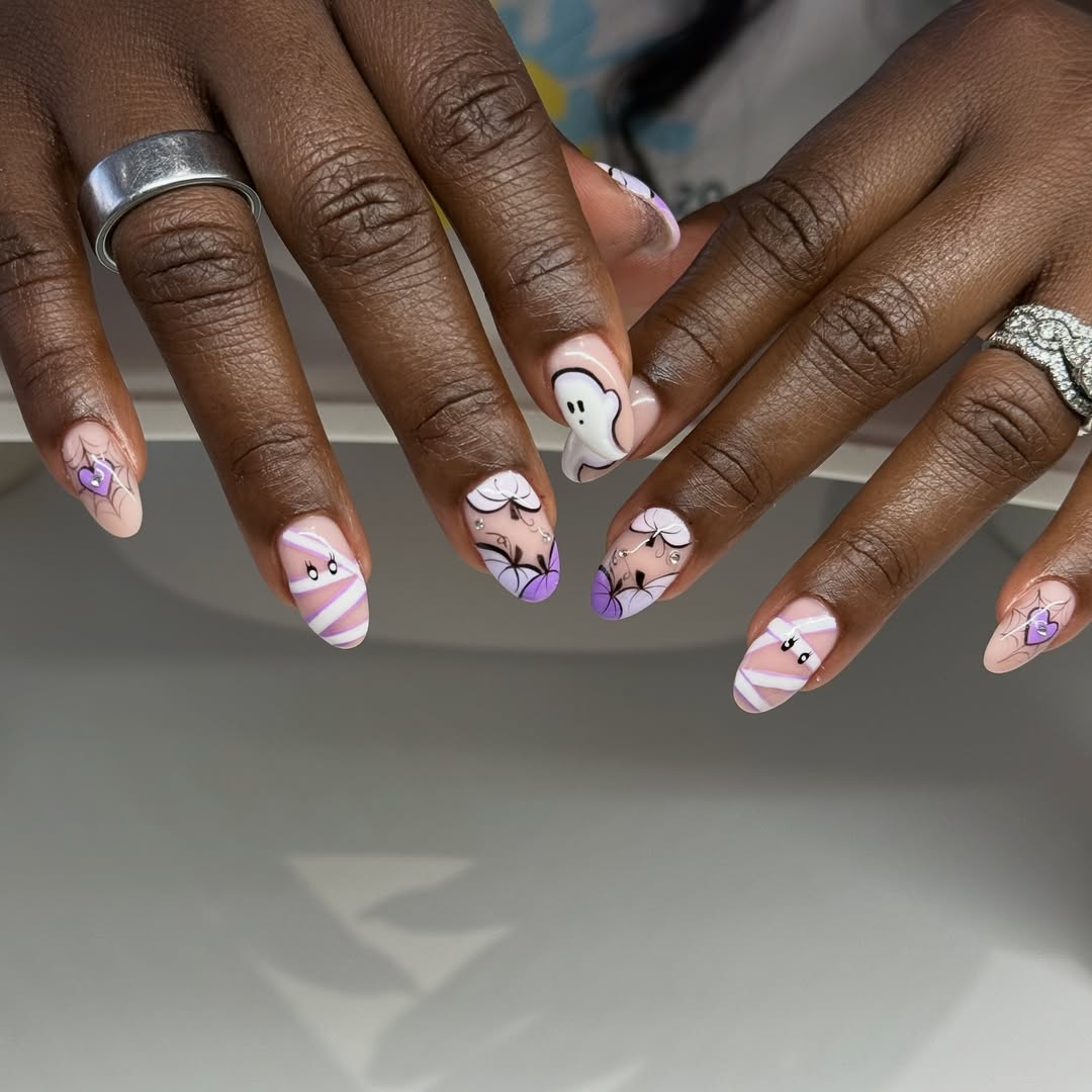 purple halloween nail art
