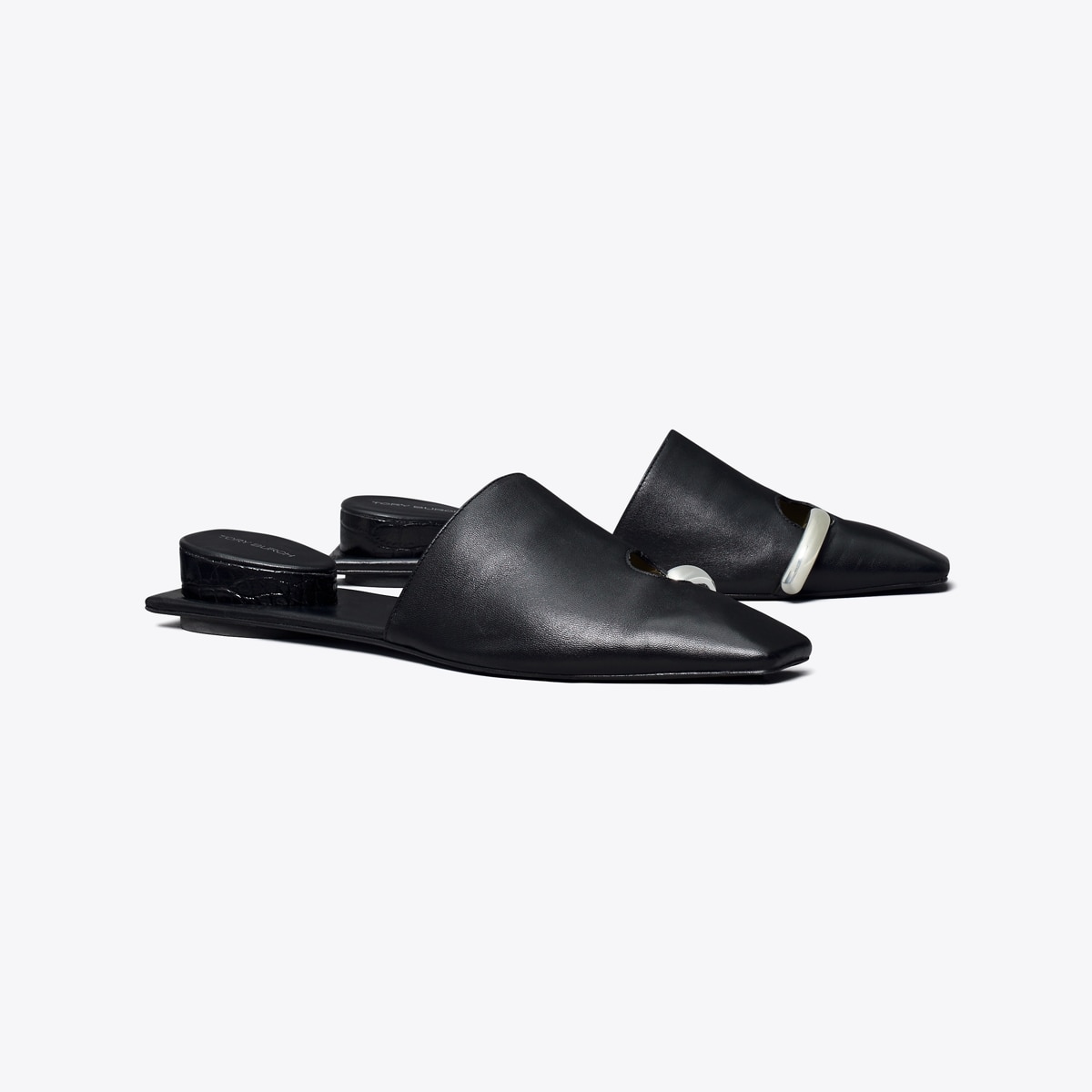 Pierced Mule in Black, Size 8