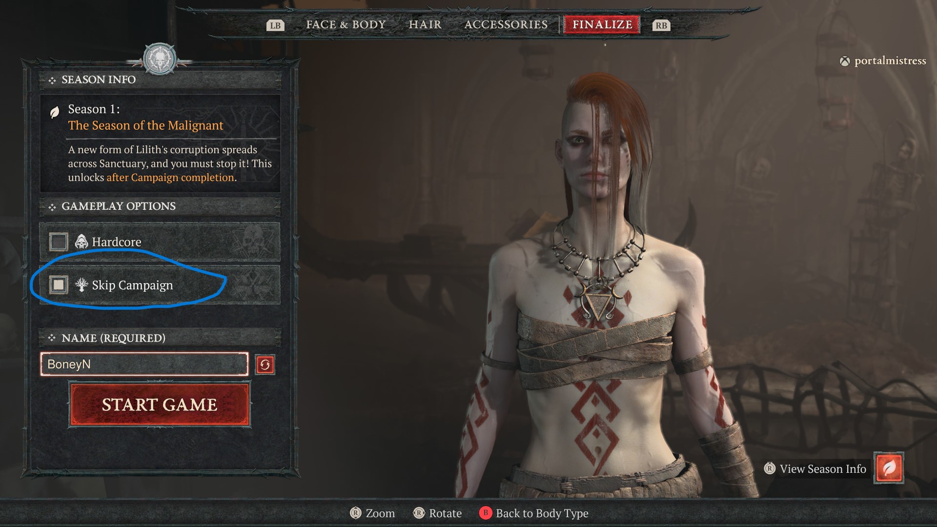 Экран создания персонажа Diablo 4