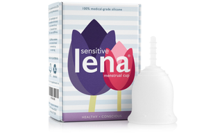 white menstrual cup with box