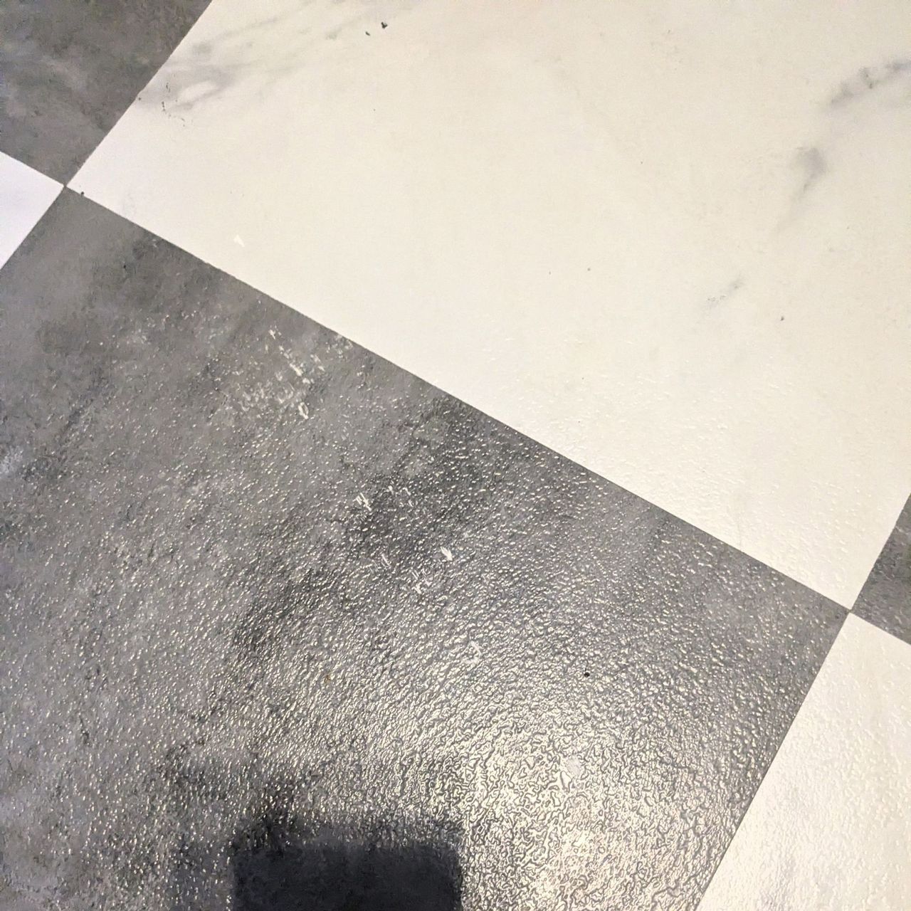 Clean white and black floor after vacuum test