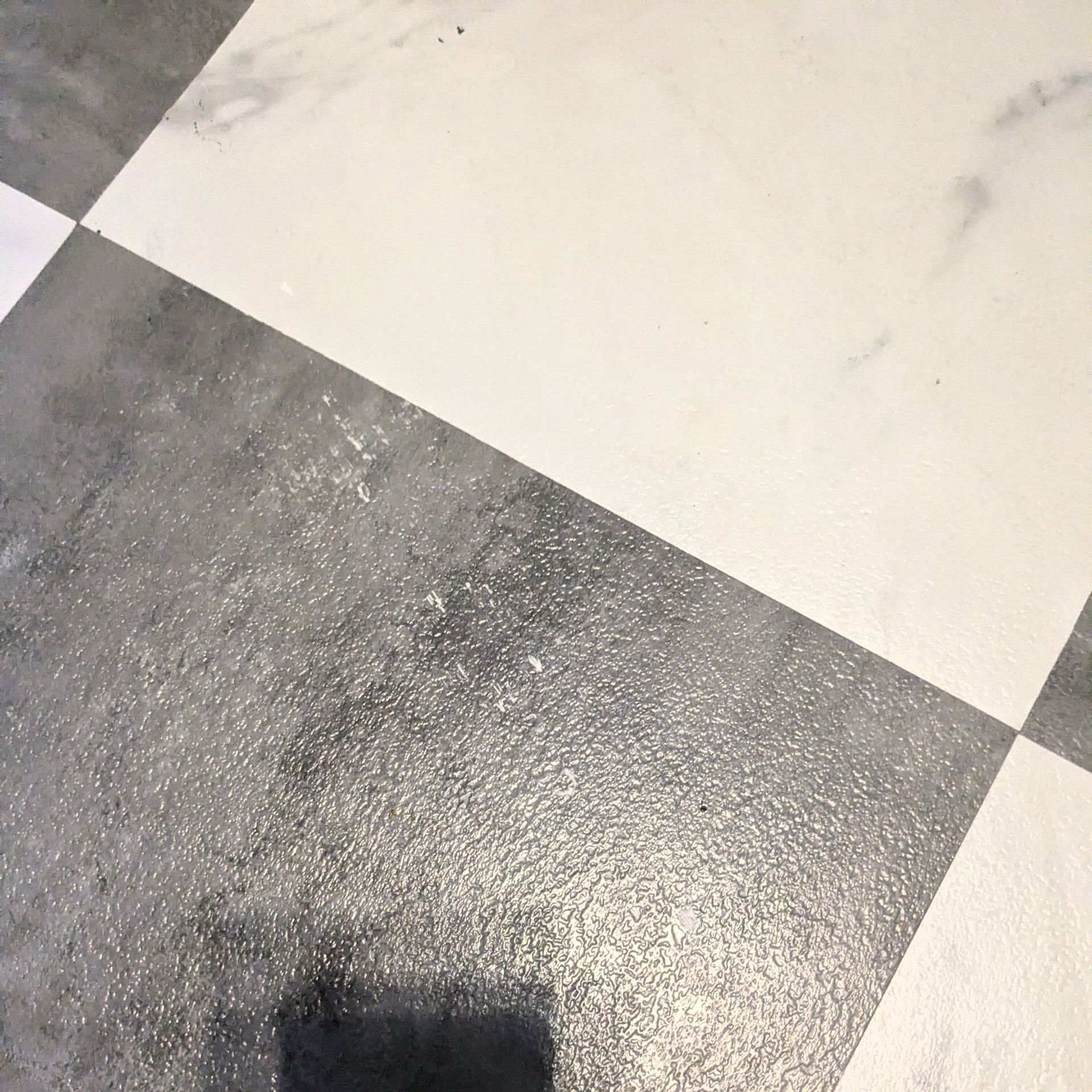 Clean white and black floor after vacuum test