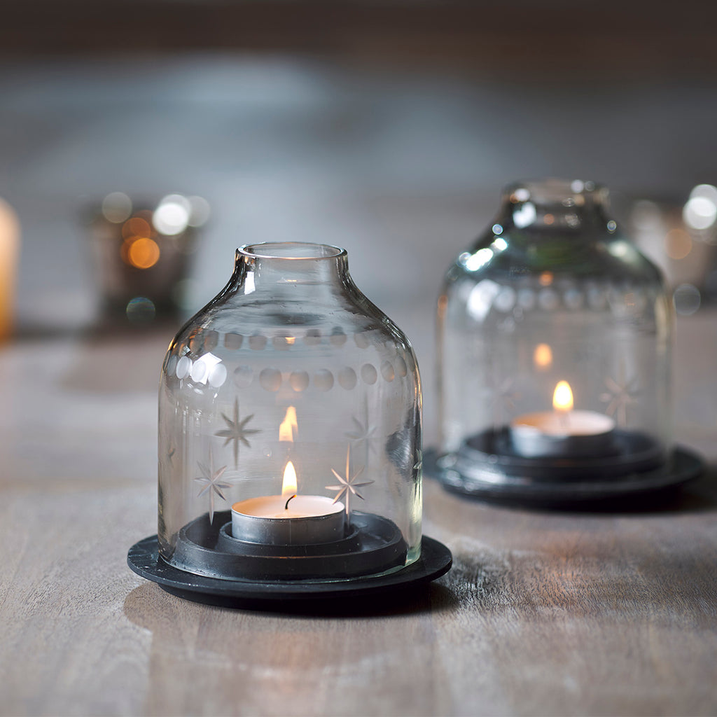 Domed Glass Candle Holder