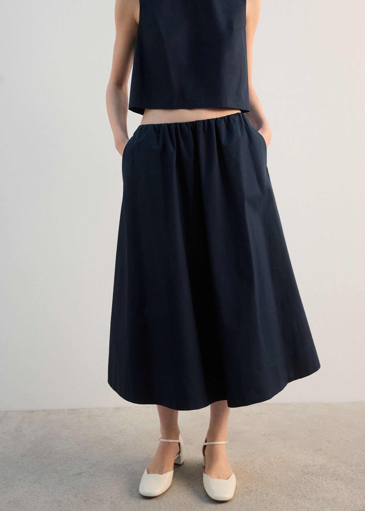 Midi Cotton Skirt With Pleats - Women | Mango Usa