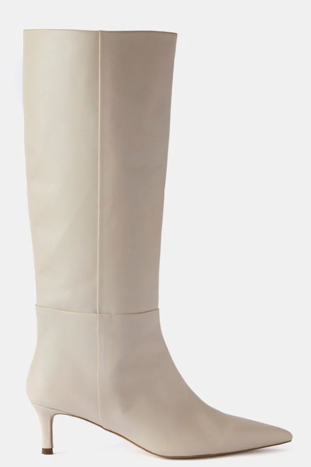 Mint Velvet Mia Cream Leather Long Boots