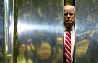 Trump in the elevator at Trump Tower