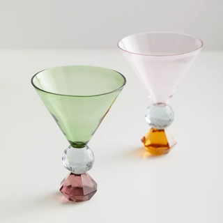 Two crystal cocktail glasses