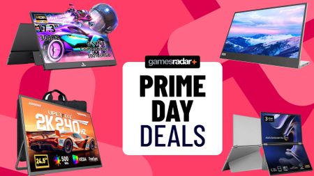 Four images of portable monitors currently on sale at Amazon's Store page for Prime Day 2026