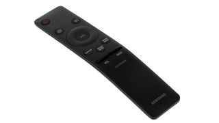 The soundbar sports Samsung's trademark minimalist remote