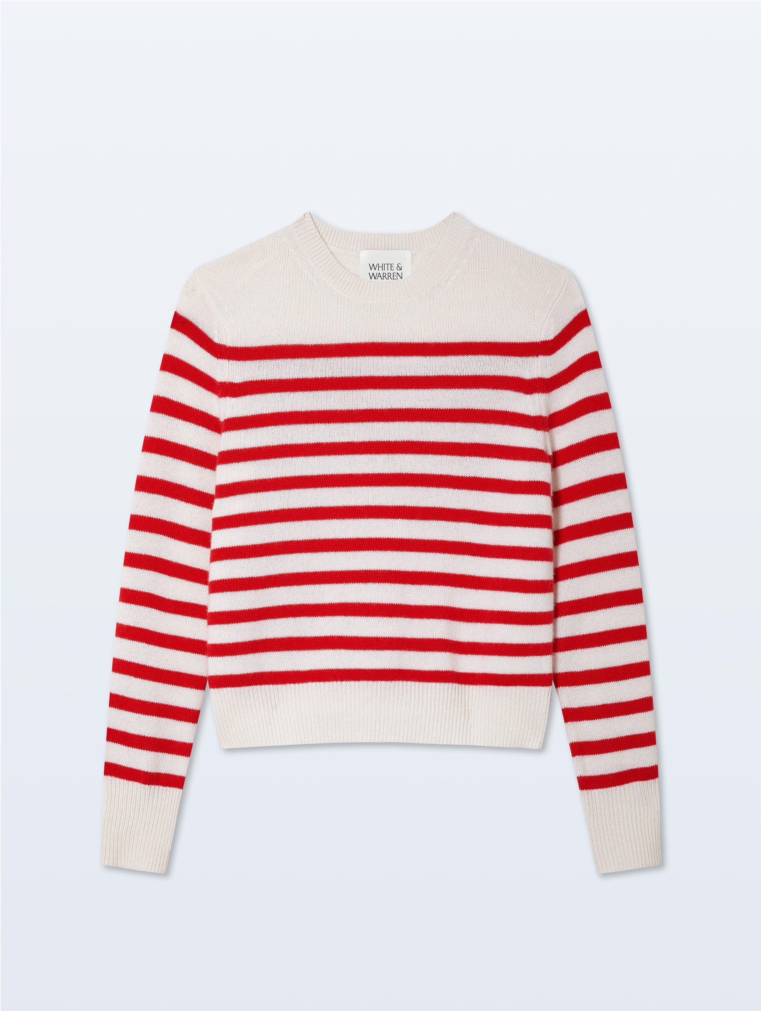 Cashmere Striped Crewneck | Red &amp;amp; White