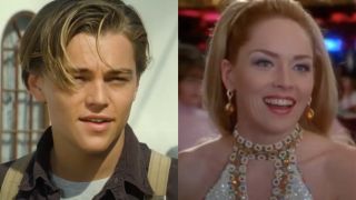 Leonardo DiCaprio in Titanic/Sharon Stone in Casino (side by side)