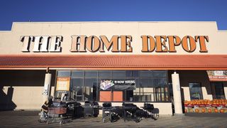 Home Depot store front, with women outside