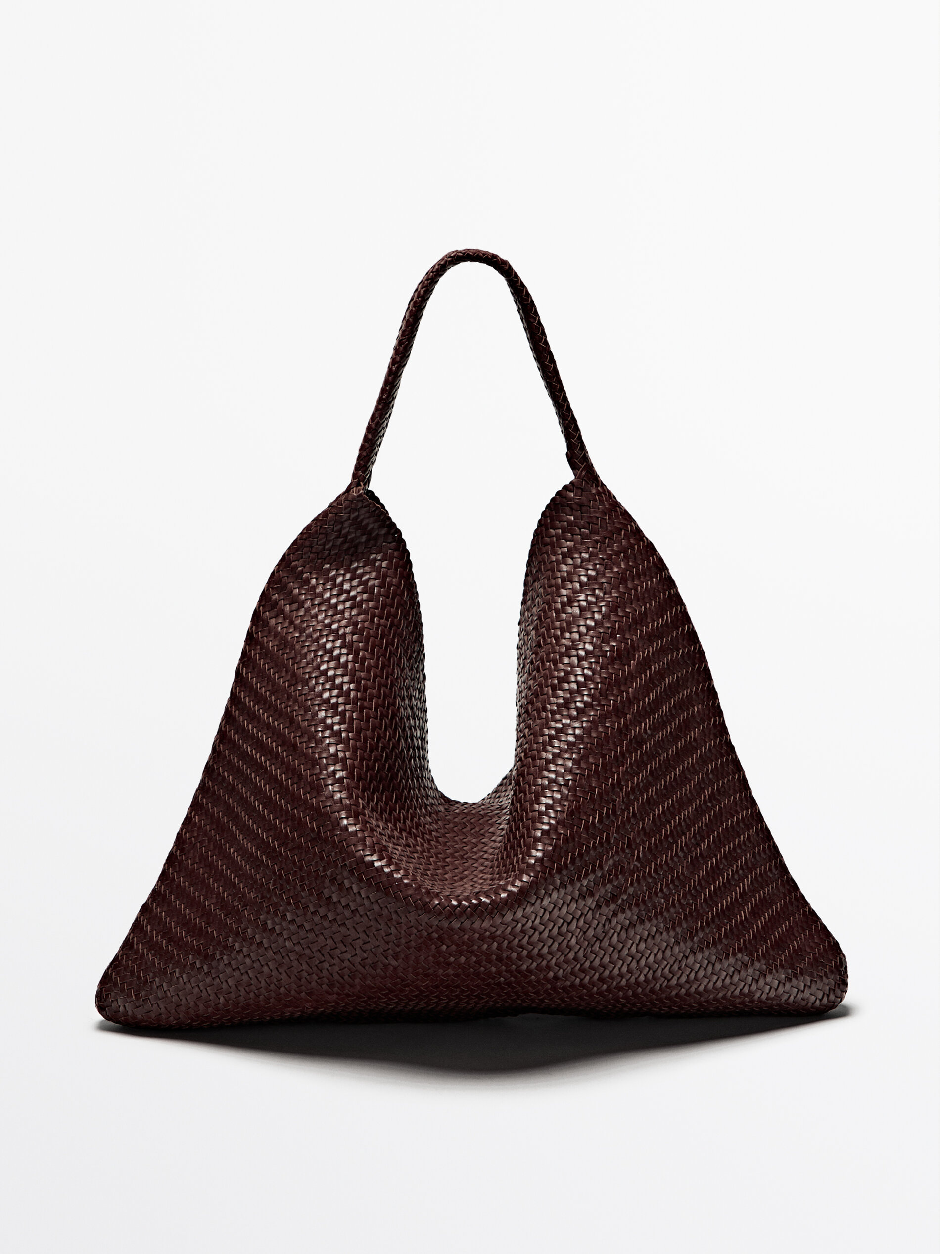 Nappa Leather Woven Maxi Tote Bag