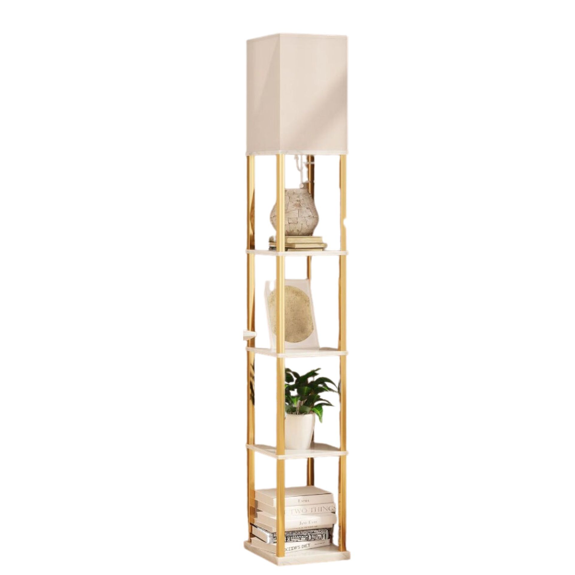 Lampu lantai dengan rak