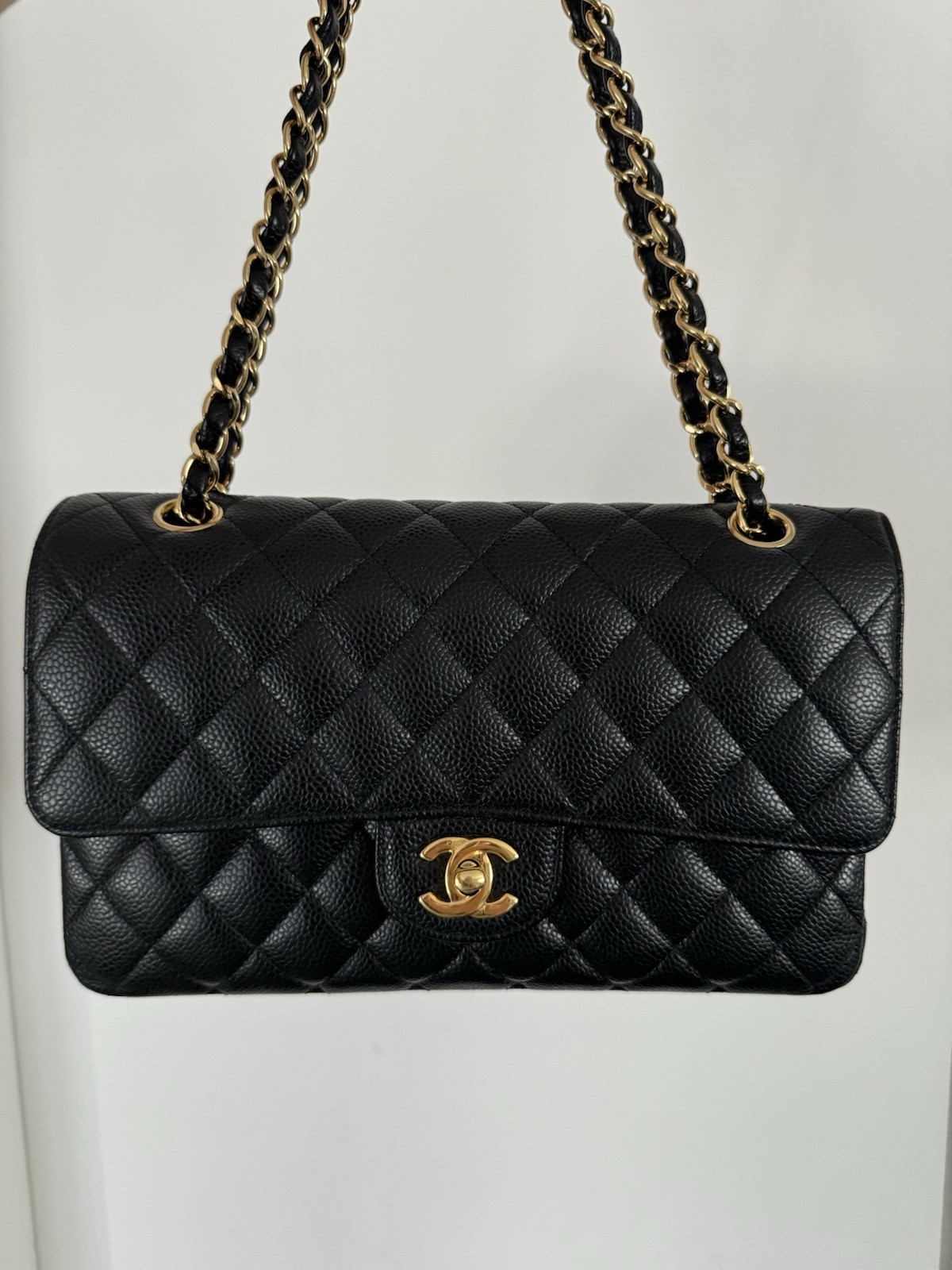 Chanel Classic Flap Bag - Medium - Black Caviar Leather With Gold Hardware