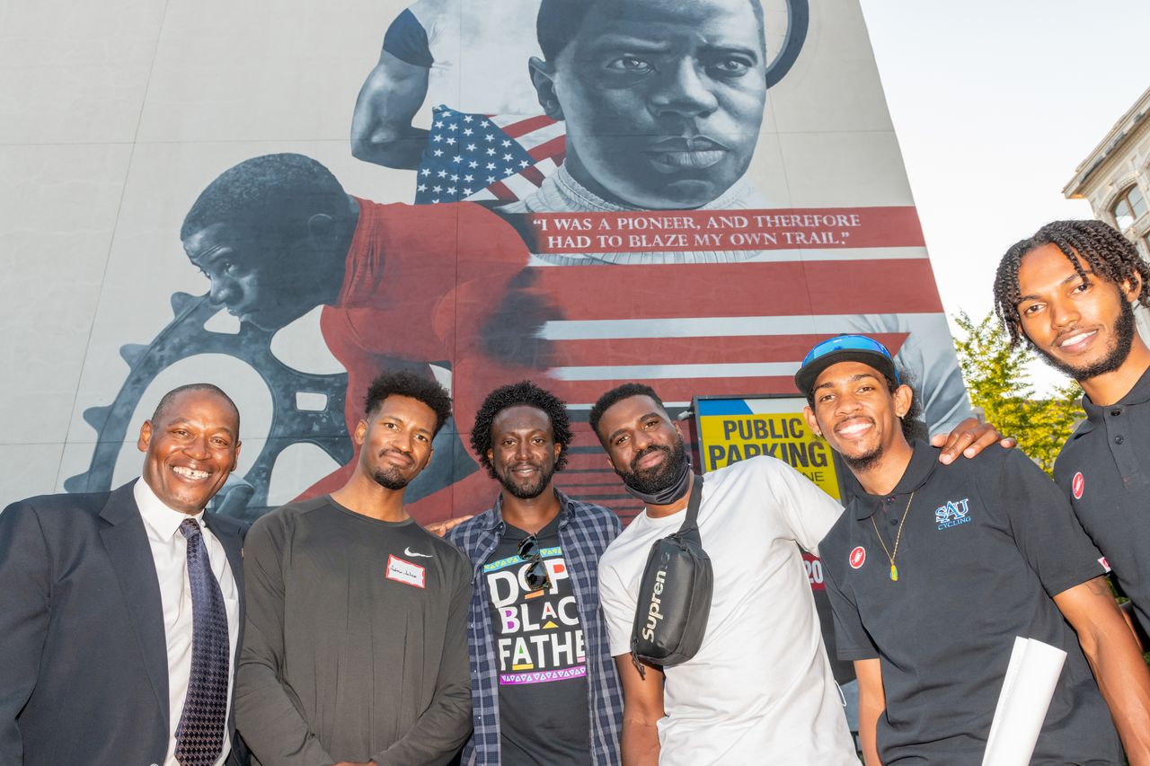 Public dedication of the Major Taylor Mural, by artist Shawn Michael Warren