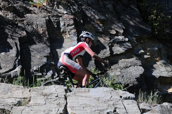 Riders rode narrow trails near dropoffs while descending the mountain