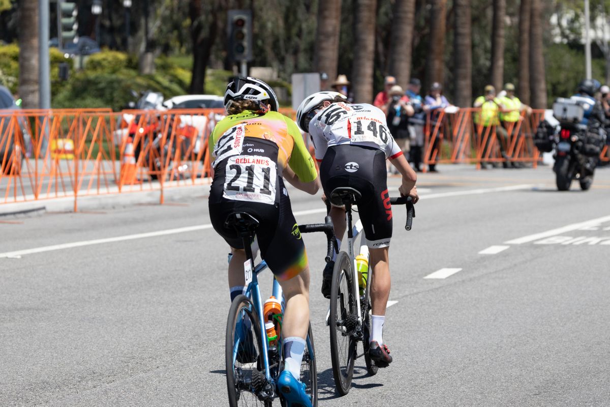 Jesse Maris (LUX-CTS p/b Specialized #146) and Axel Froner (TaG Cycling Race Team #211) attacked over the top of the Baseline climb and tried to escape the field at the bell lap.