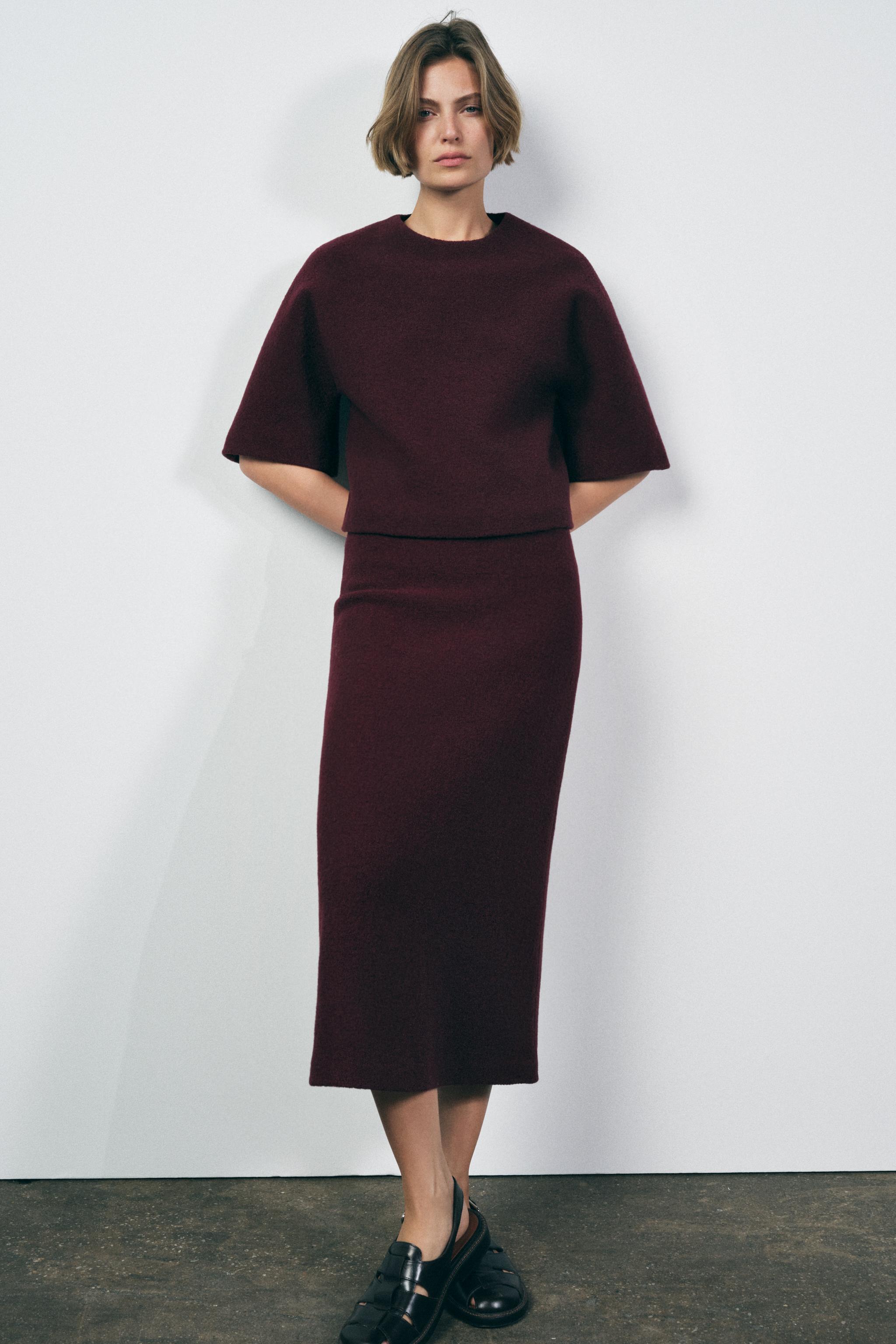 100% Wool Midi Skirt Zw Collection