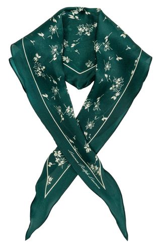 Ink Floral Silk Satin Small Diamond Scarf