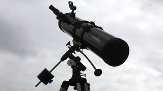 Sky-watcher explorer 130 front view against sky
