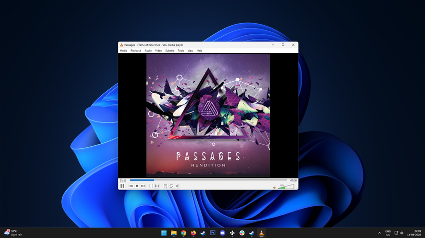 VLC media player running an MP3 file on Windows 11