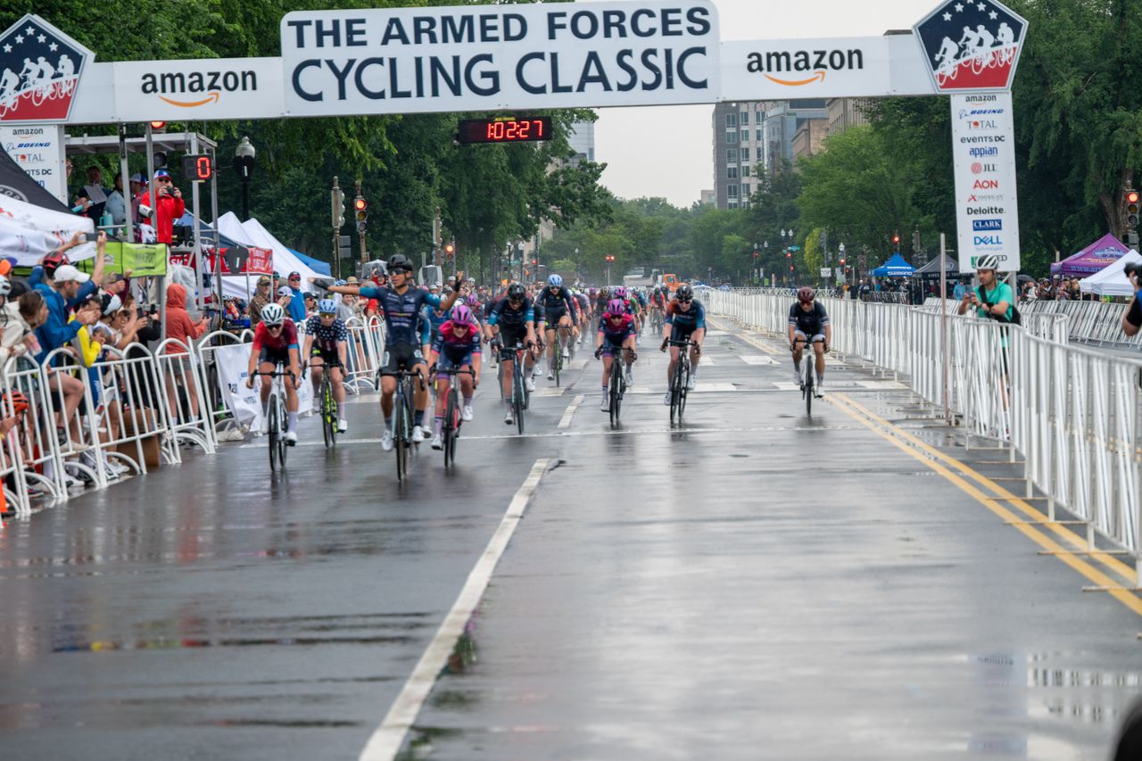 The women's race on Saturday endured a heavy rainstorm