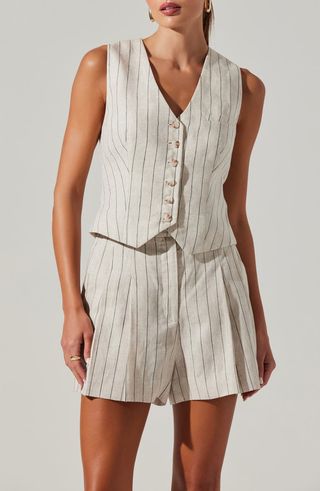 Kaiko Pinstripe Linen Vest