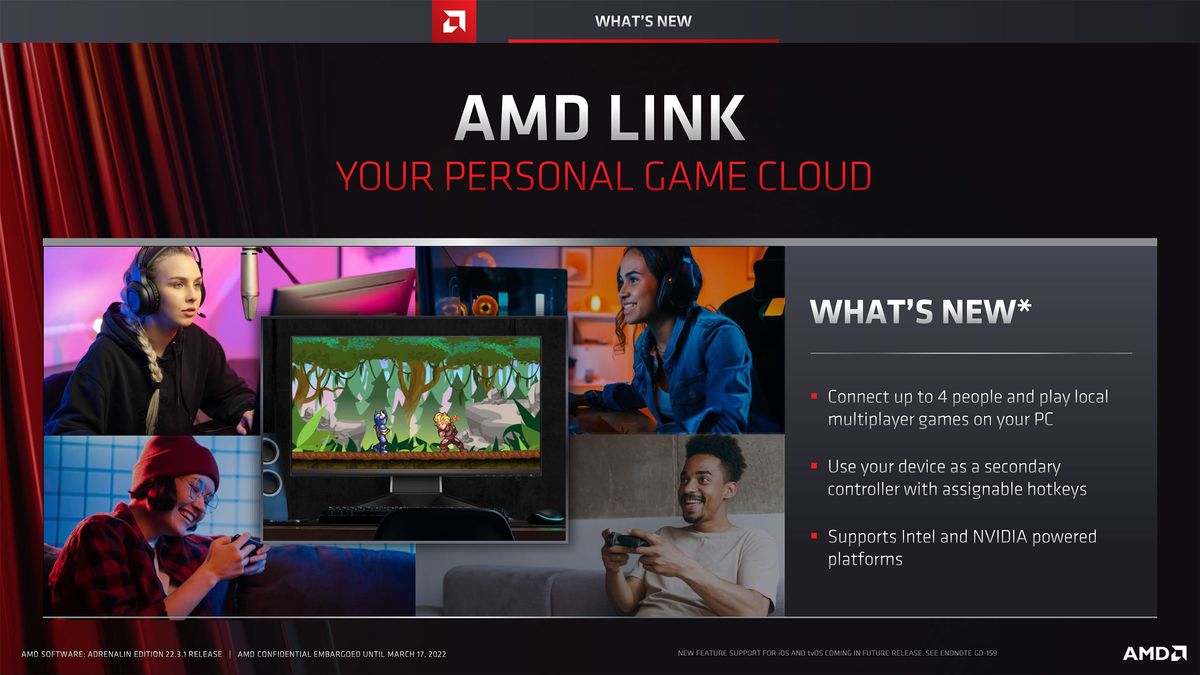 Slide deck for AMD Software Adrenalin Edition 22.3.1 with RSR and FSR 2.0