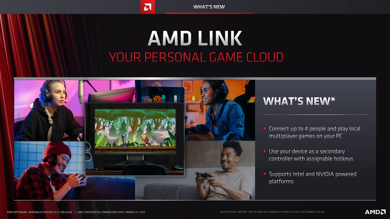 Slide deck for AMD Software Adrenalin Edition 22.3.1 with RSR and FSR 2.0