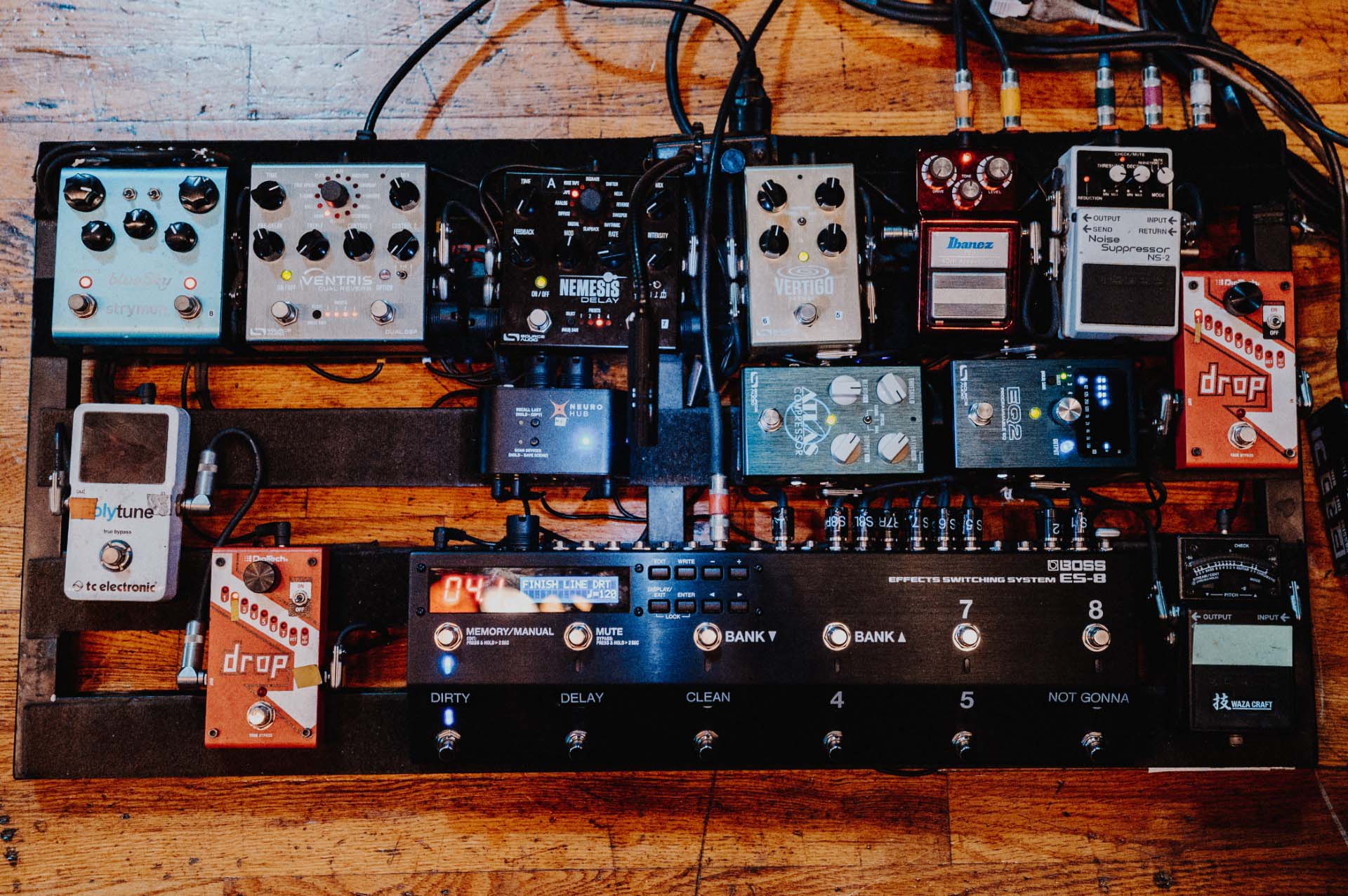 Korey Cooper's pedalboard.