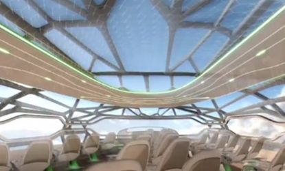 Airbus' concept for an airplane of the future features a transparent cabin that gives passengers the ultimate panoramic view.