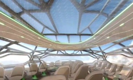 Airbus&amp;#039; concept for an airplane of the future features a transparent cabin that gives passengers the ultimate panoramic view.