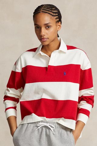 Ralph Lauren Striped Cropped Jersey Rugby Shirt