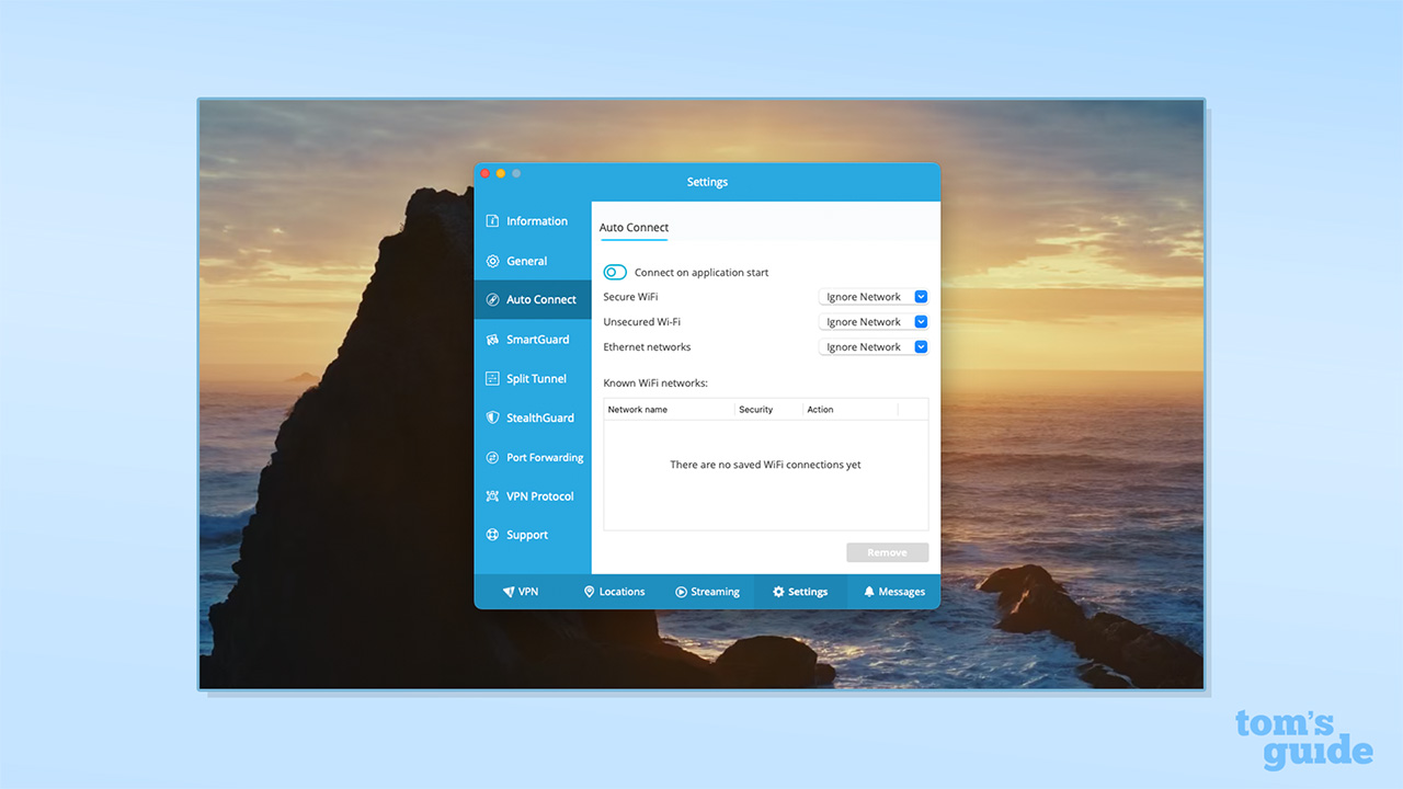 Hide.me Free's autoconnect options on Mac