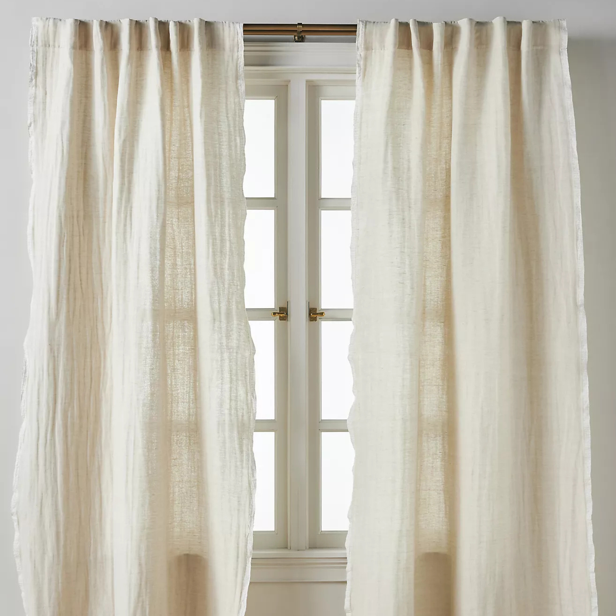 Thin, beige, linen curtains